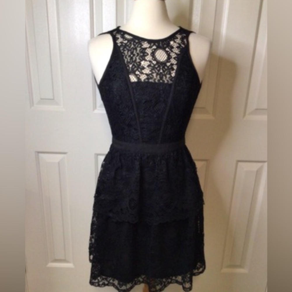 Devlin Two Tiered Black Lace Dress Size Small in Like New Condition